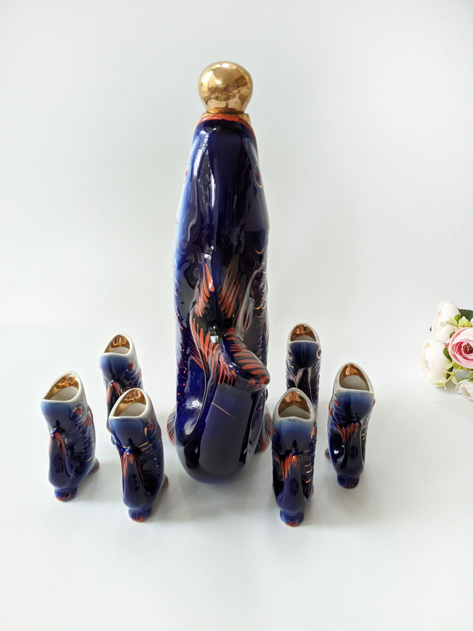 Fish Decanter and 6 Shot Glasses Fish Drinking Set Etsy