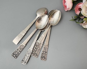 Vintage Stainless Steel Teaspoons, Floral Pattern, Set of 6 - Etsy