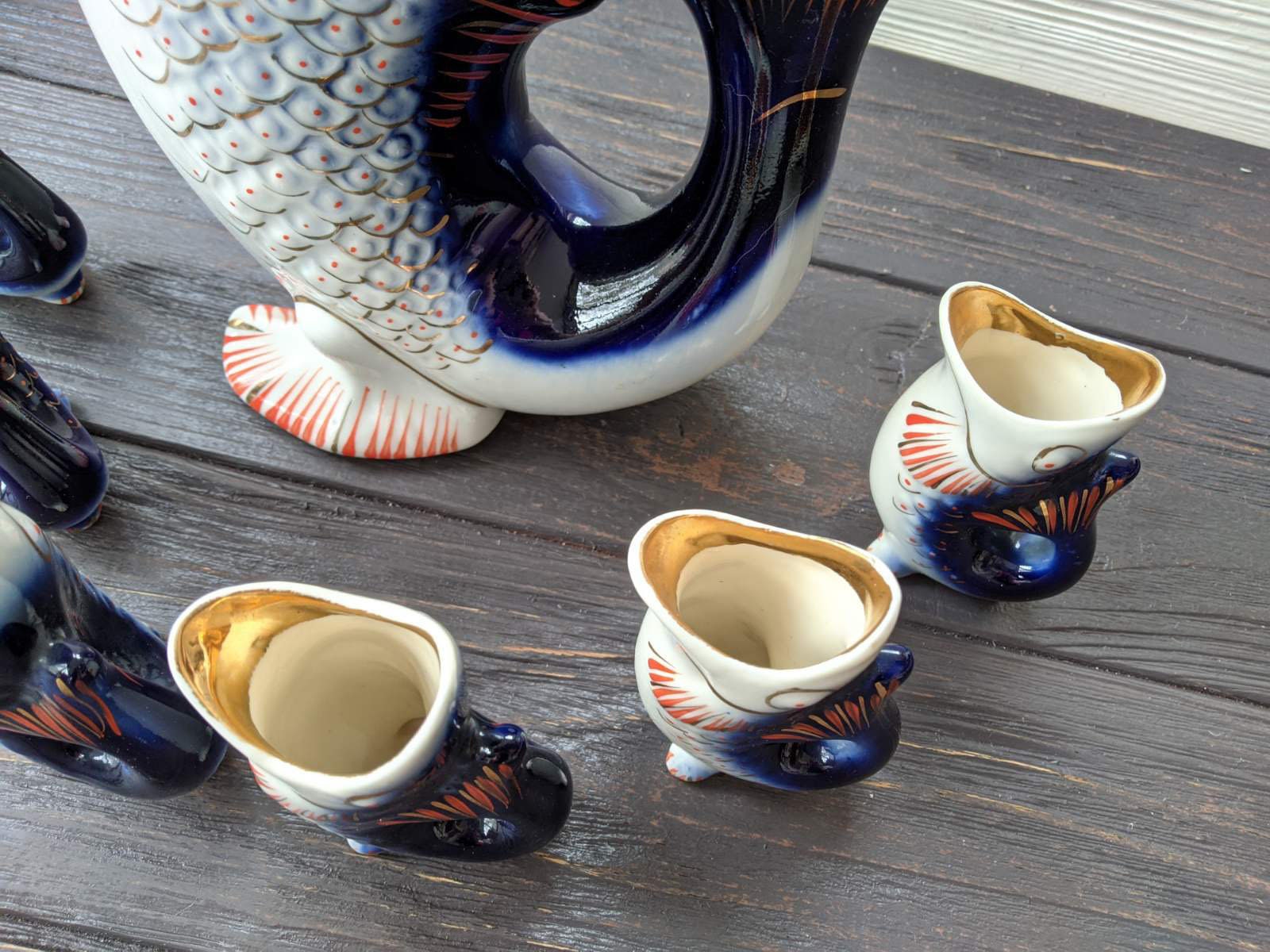 Fish decanter and 6 shot glasses Fish drinking set Etsy