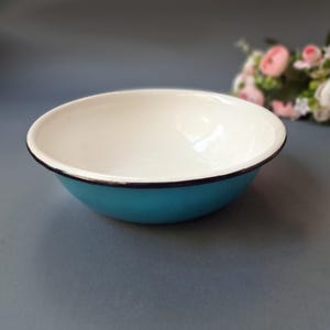 Blue farmhouse bowl, Enamel bowl, Mixing bowl, Rustic kitchen enamel bowl, Vintage metal bowl