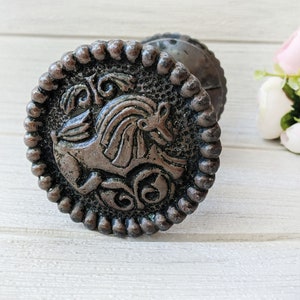 Vintage Metal Door Handle, Antique Double Side Knob, Rustic Cottage Style Lions