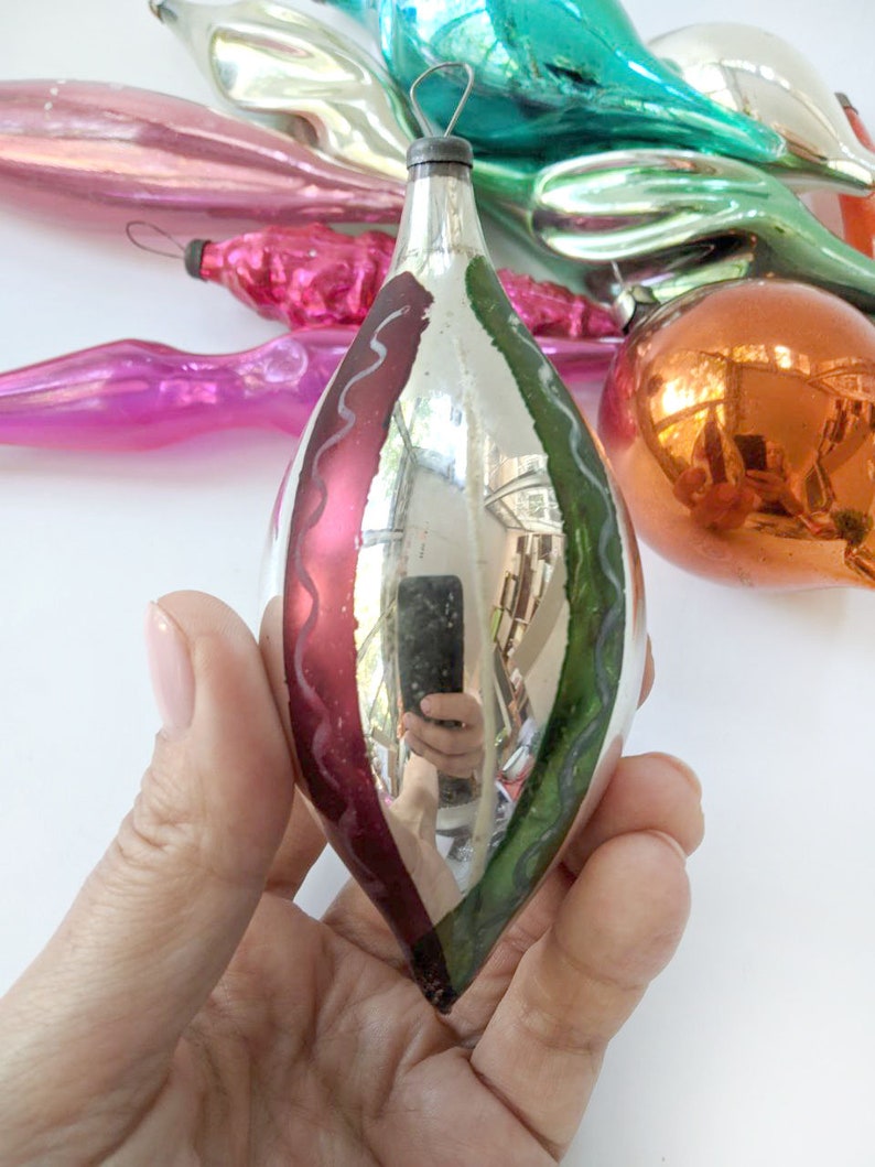 Glass Christmas Teardrop Icicle Ornaments Decor Vintage Xmas Etsy