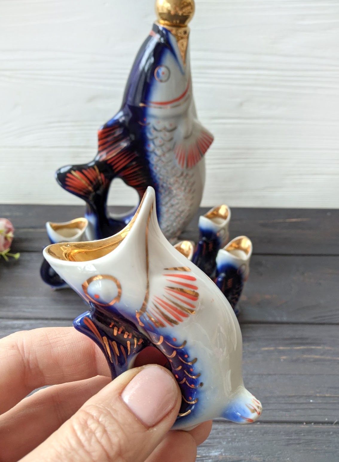 Fish decanter and 6 shot glasses Fish drinking set Etsy