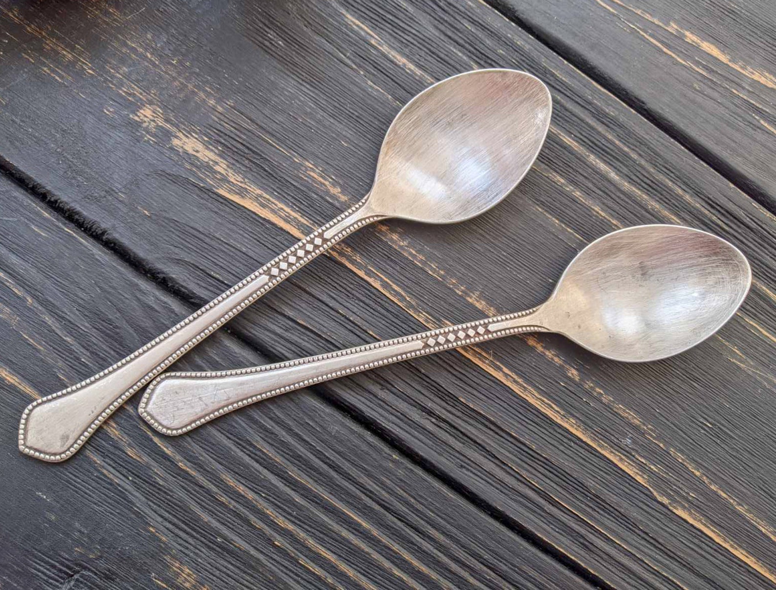 Antique Tea Spoons Vintage Flatware Set of 2 German Silver Etsy