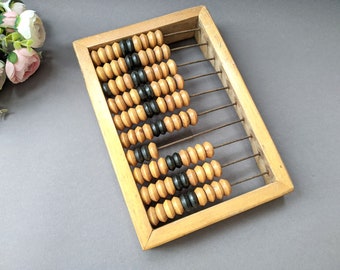 Vintage old small abacus Retro wooden calculator Office decor