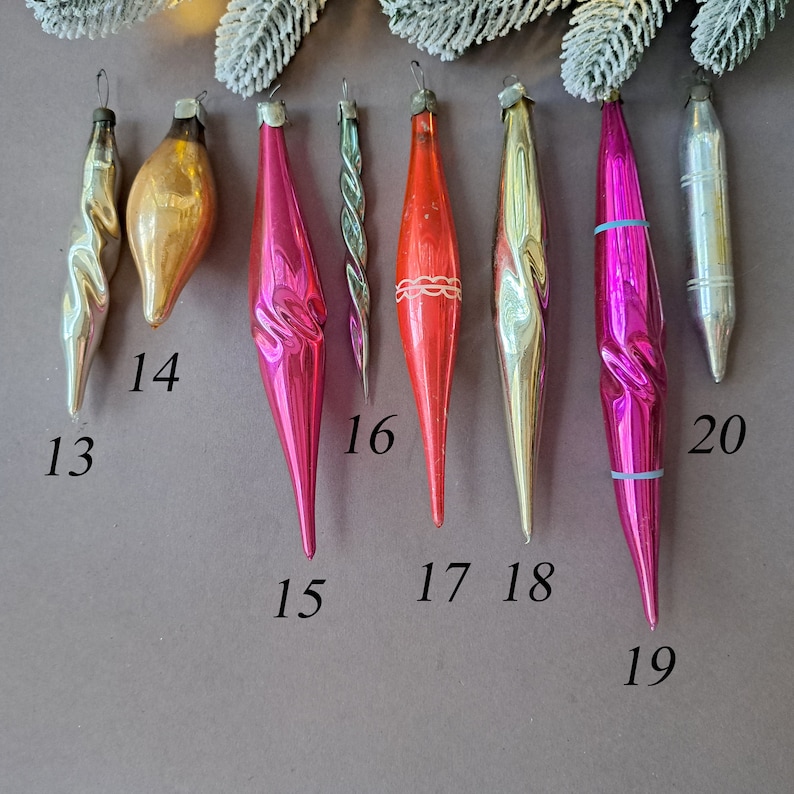 Glass Christmas Teardrop Icicle Ornaments Decor Vintage Xmas Etsy