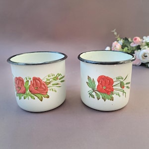Retro kitchen mug Vintage enamelware Camp mug Enamel cup Picnic cup Kitchen decor