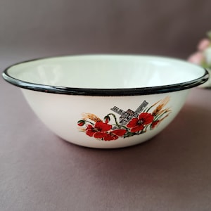 Landhausküche Schüssel, Weiße Emailleschüssel, alte Emailleware, Vintage Küche Dekor