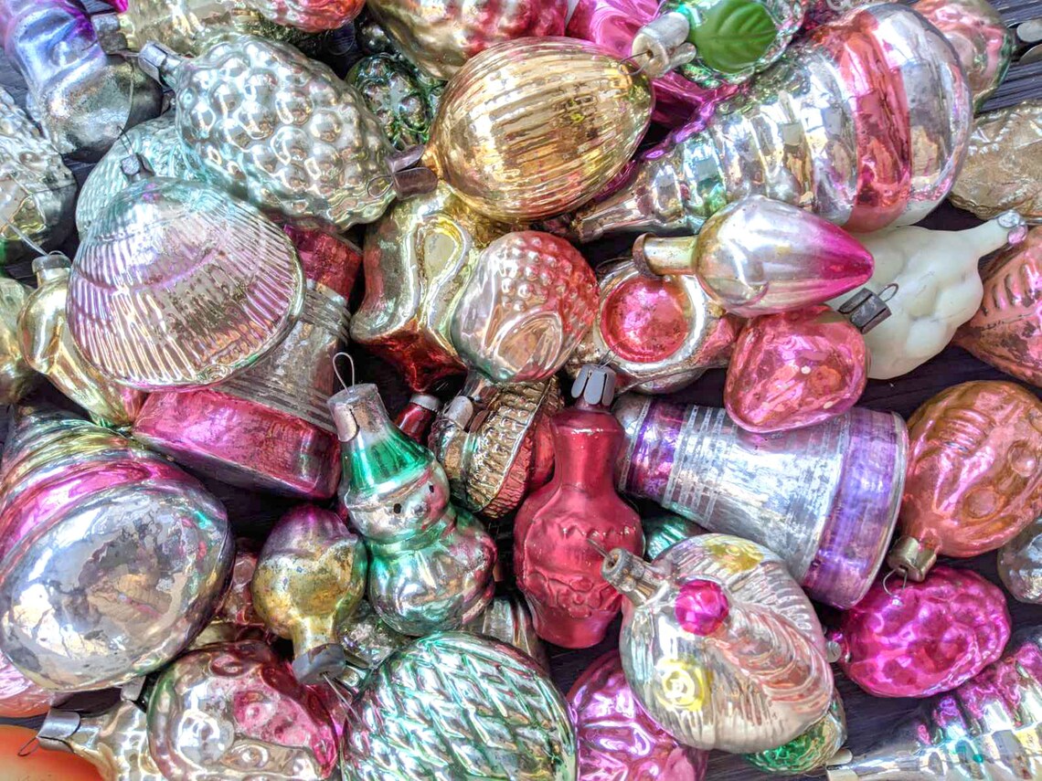 Christmas Tree Ornaments Vintage Glass Xmas Decoration Etsy
