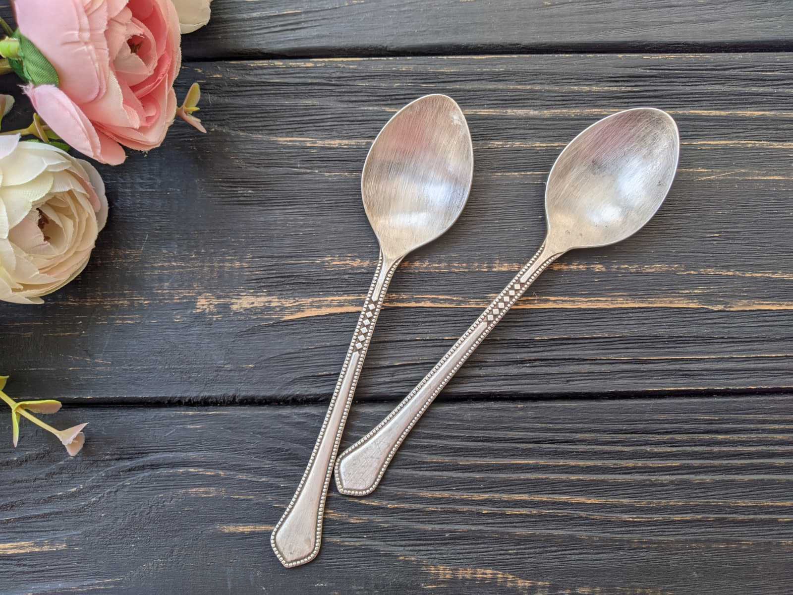Antique tea spoons Vintage flatware Set of 2 German silver Etsy