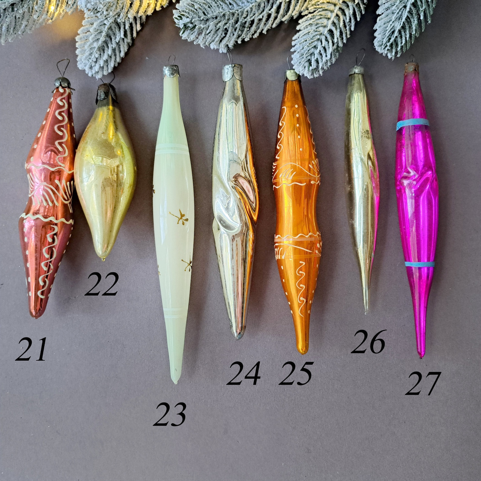 Glass Christmas Teardrop Icicle Ornaments Decor Vintage Xmas Etsy