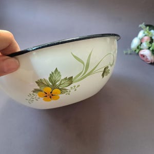 NEW Vintage enamelware, Kitchen bowl, White enamel salad bowl
