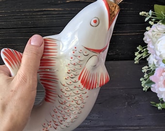 Fish decanter Ceramic fish Vintage pitcher Gift for fisher Sea decor Beach decoration Gift for dad