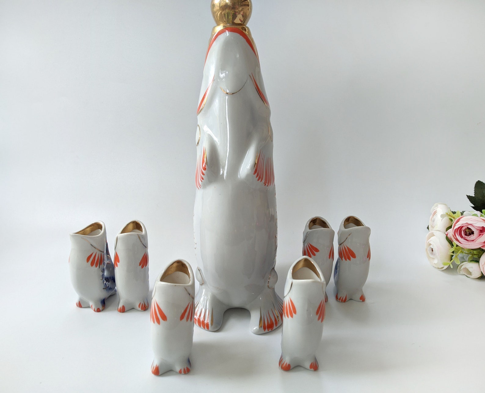 Fish Decanter and 6 Shot Glasses Fish Drinking Set Etsy