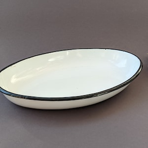 Ovale Emaille-Schale, Retro-Küchendekor, Vintage Metallschale, Rustikale Bauernhausschüssel