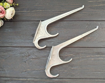 Vintage Metal Wall Hooks, Rustic Coat Hangers, Set of 2