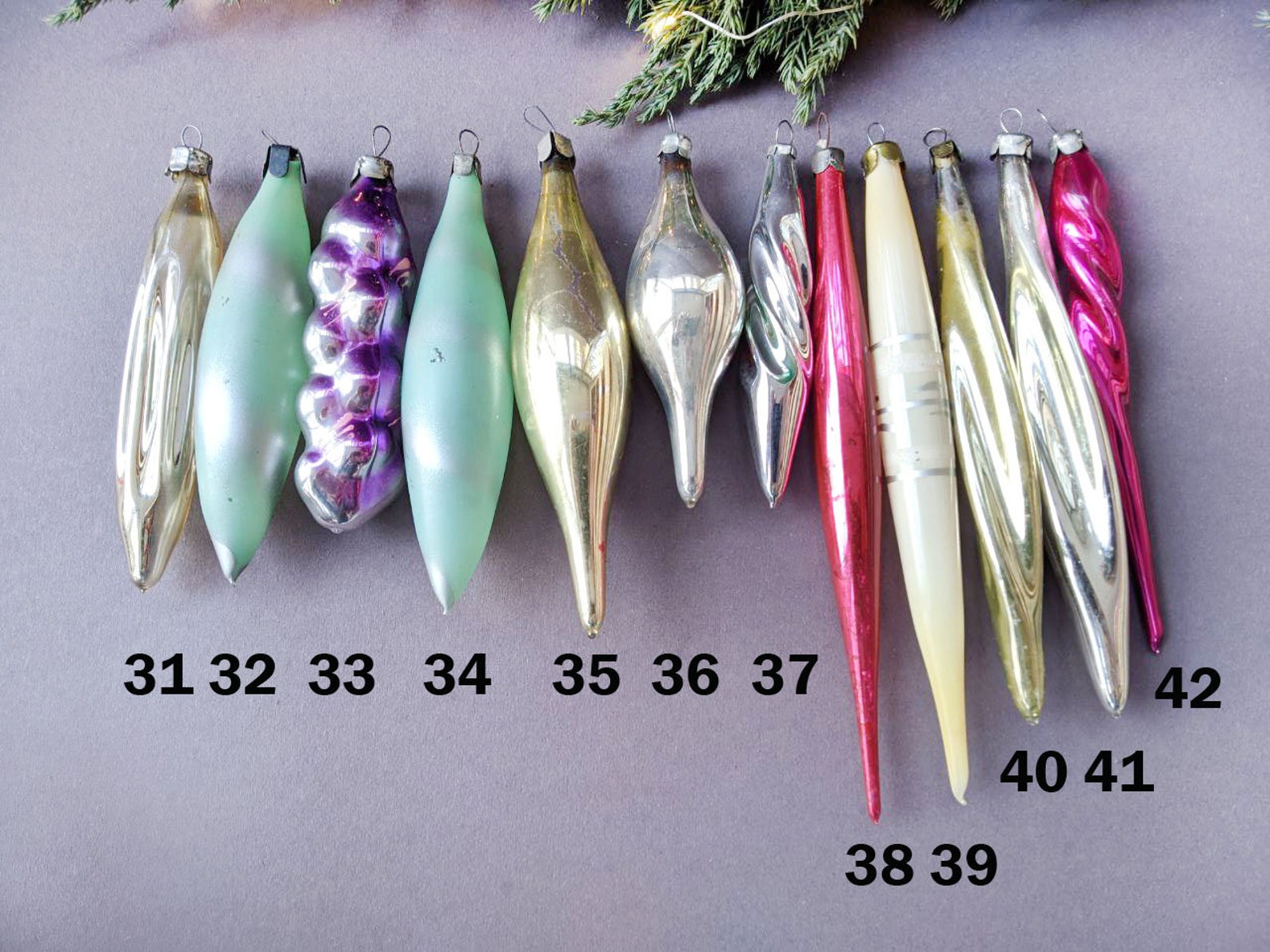 Glass Christmas Teardrop Icicle Ornaments Decor Vintage Xmas Etsy