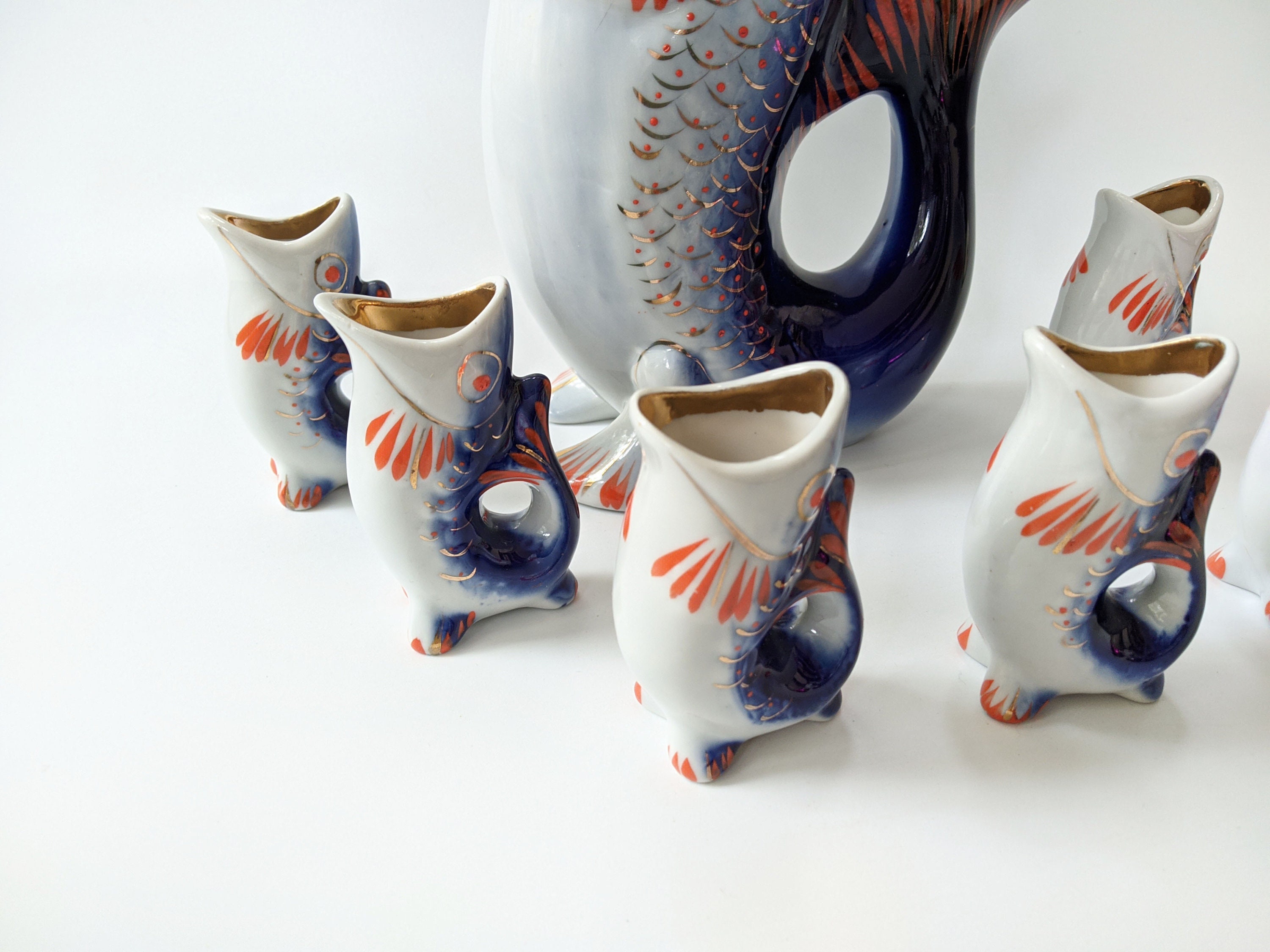 Fish Decanter and 6 Shot Glasses Fish Drinking Set Etsy