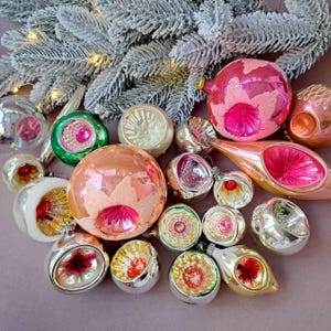 Christmas ornaments, Vintage blown glass decoration, Indent glass ornament