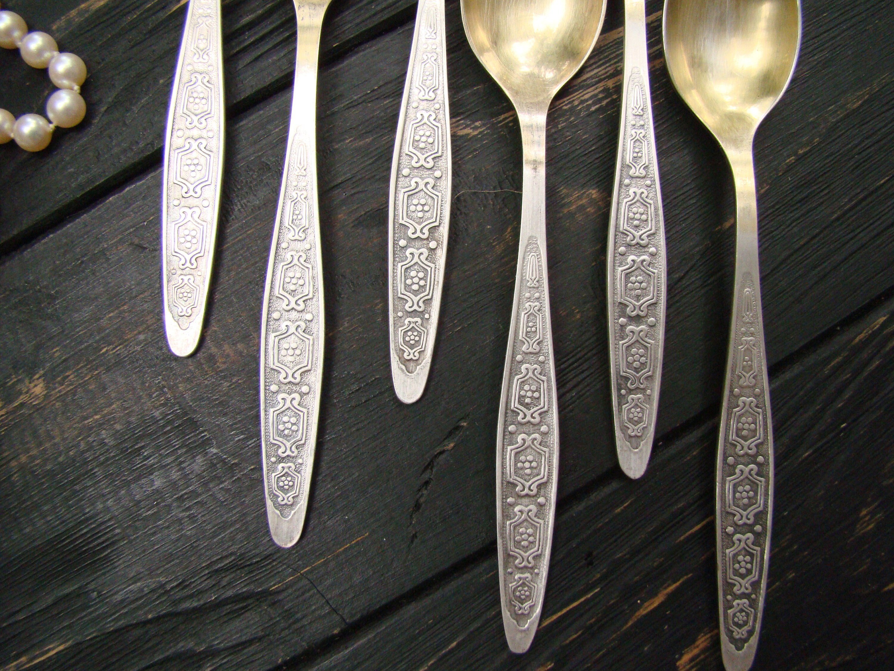 Tea spoons Retro flatware Set of 6 silverplated spoons Etsy