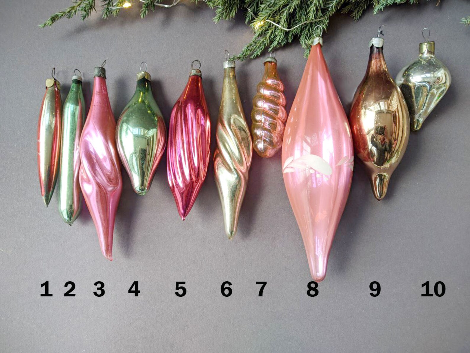 Glass Christmas Teardrop Icicle Ornaments Decor Vintage Xmas Etsy