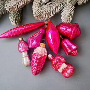 Retro Christmas Vintage glass decoration Christmas ornaments Set of 8 Xmas glass decor