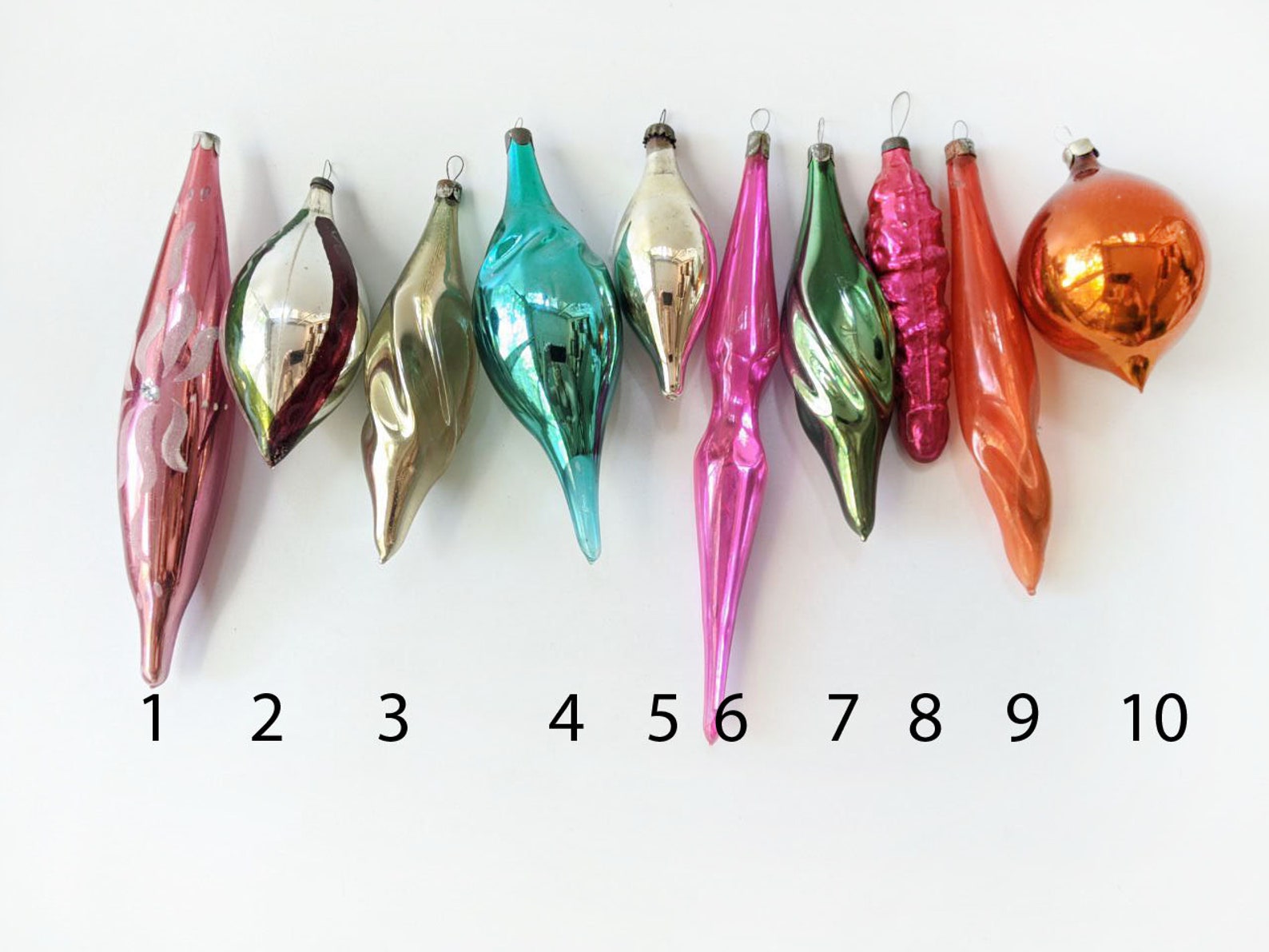 Glass Christmas Teardrop Icicle Ornaments Decor Vintage Xmas Etsy