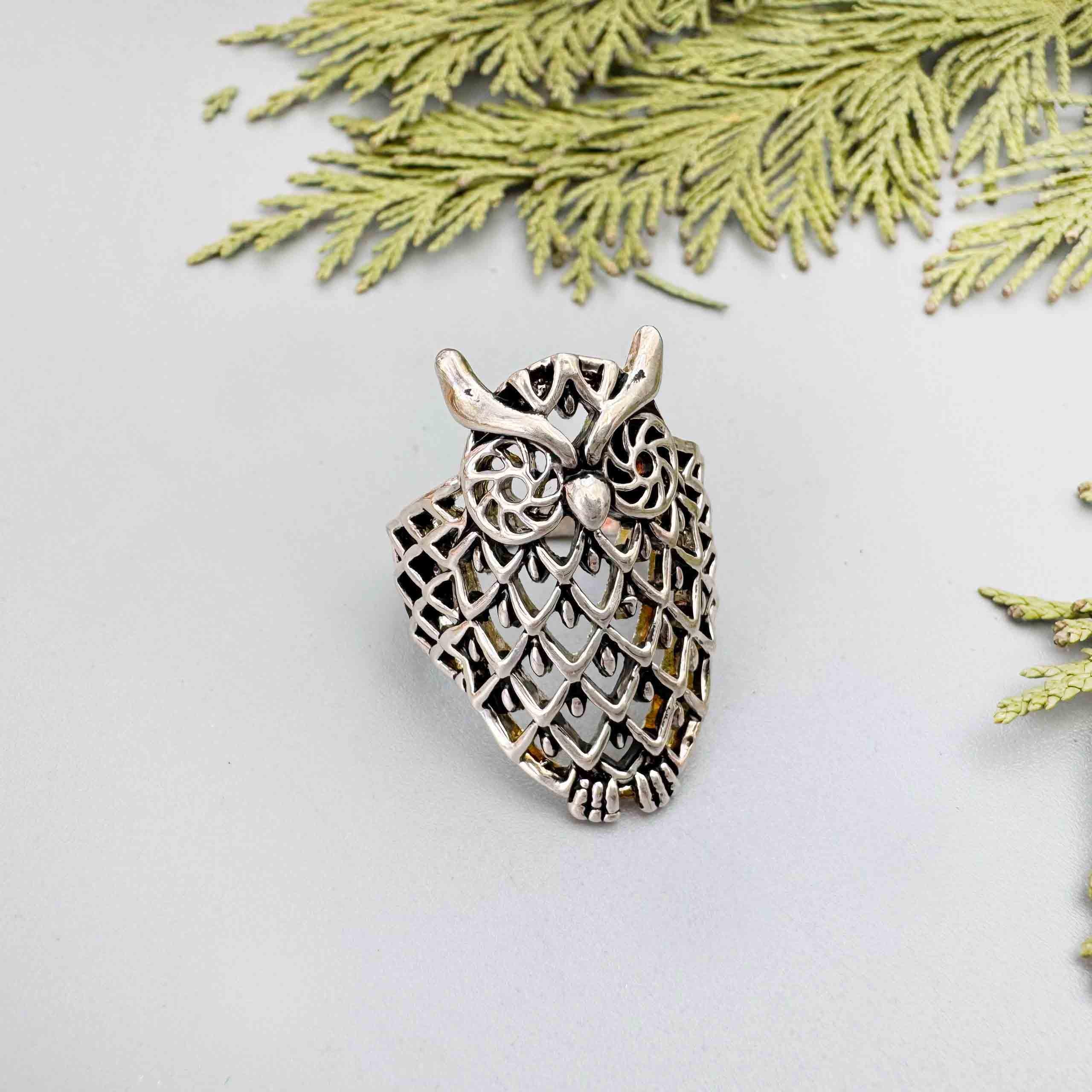 Vintage Stainless Steel Ring Owl Retro Men ring Silver Animal Ring Bird Ring Viking Jewelry