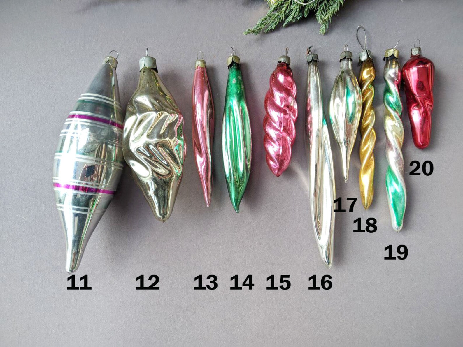 Glass Christmas Teardrop Icicle Ornaments Decor Vintage Xmas Etsy