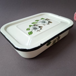Retro metal kitchen box NEW Enamel container with lid