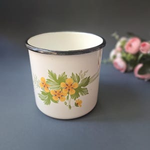 Large enamel mug Metal mug Old farmhouse cup Retro kitchen decor Mug for camper