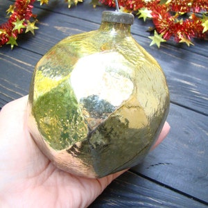 Large Christmas ball Big glass blown ornament Vintage Christmas 1950s