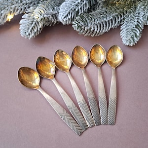 Vintage coffee spoons Set of 6 melchior spoon Golden coffee spoon Retro holiday spoons Christmas gift