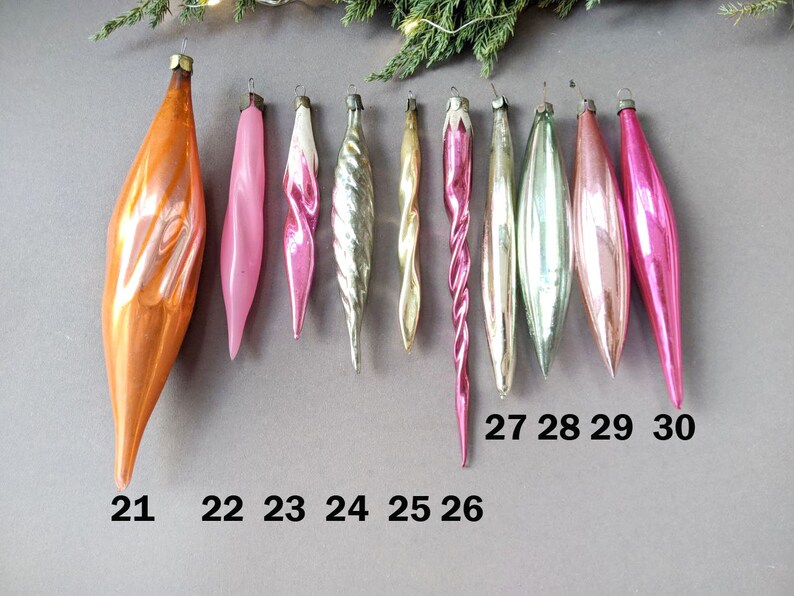 Glass Christmas Teardrop Icicle Ornaments Decor Vintage Xmas Etsy