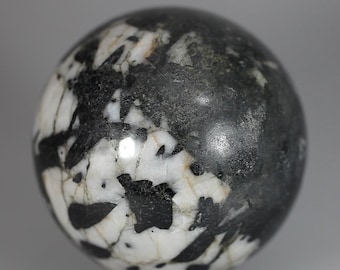 Black Tourmaline with White Quartz Crystal Sphere ~7cm | SPH348