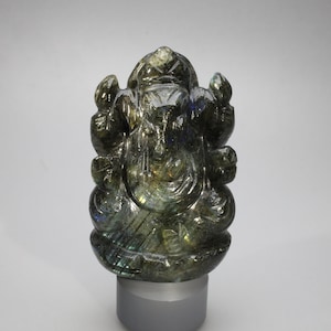Labradoriet Gesneden Ganesh ~81mm | CBV129