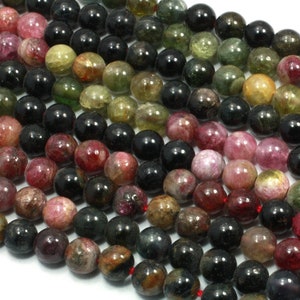 Watermelon Tourmaline Crystal Beads - 6mm Round | BX0224