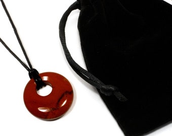 Red Jasper Agogo Donut Necklace & Velvet Pouch | NG50G