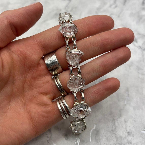 Herkimer Diamond & 925 Sterling Silver Bracelet length 200mm