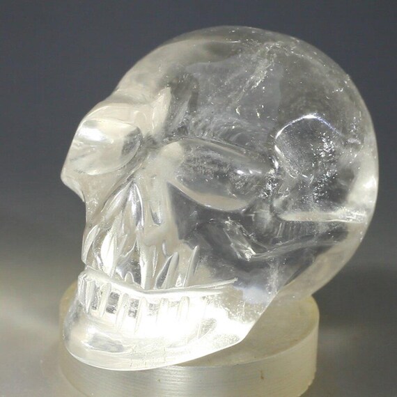 ヒーリングクォーツクリスタル透明水晶スカル像彫刻天然宝石石レイキ彫刻スカル像コレクションホームデコ3