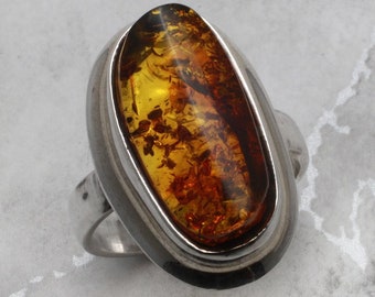 Amber & zilveren ring ~ 6,25 VS / M VK | JRV153