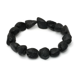 Schwarzer Turmalin Unpoliertes Nugget Armband