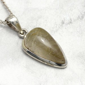 Rutilated Quartz & Silver Teardrop Pendant ~ 20mm | PQZ218
