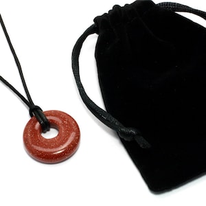 Red Goldstone Agogo Donut Necklace &amp; Velvet Pouch | NG44G