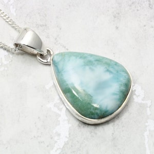 Larimar Teardrop 925 Silver Pendant ~23mm | JPV819