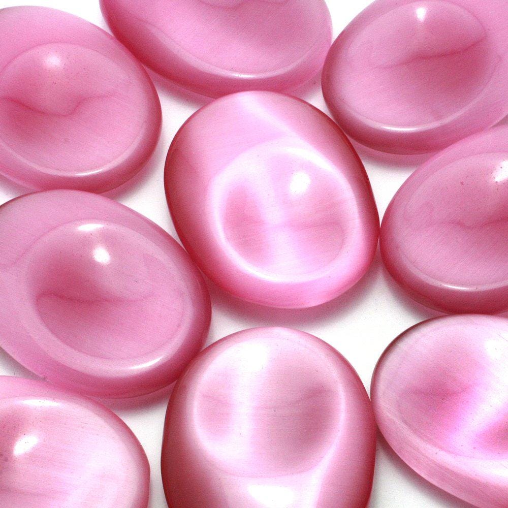 Pink Cat's Eye Thumb Stone ~40mm | TH71