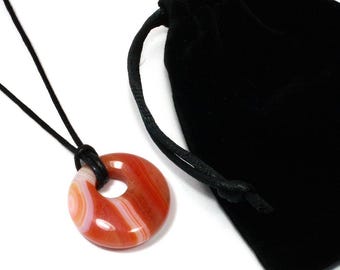 Carnelian Agogo Donut Necklace &amp; Velvet Pouch | NG42G