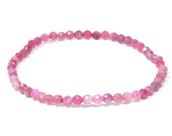 Pink Tourmaline Faceted 3.5mm Crystal Bead Bracelet