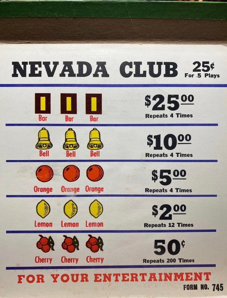 Vintage Pull Tab Tickets 10 20 or 50 Cards Nevada Club Etsy