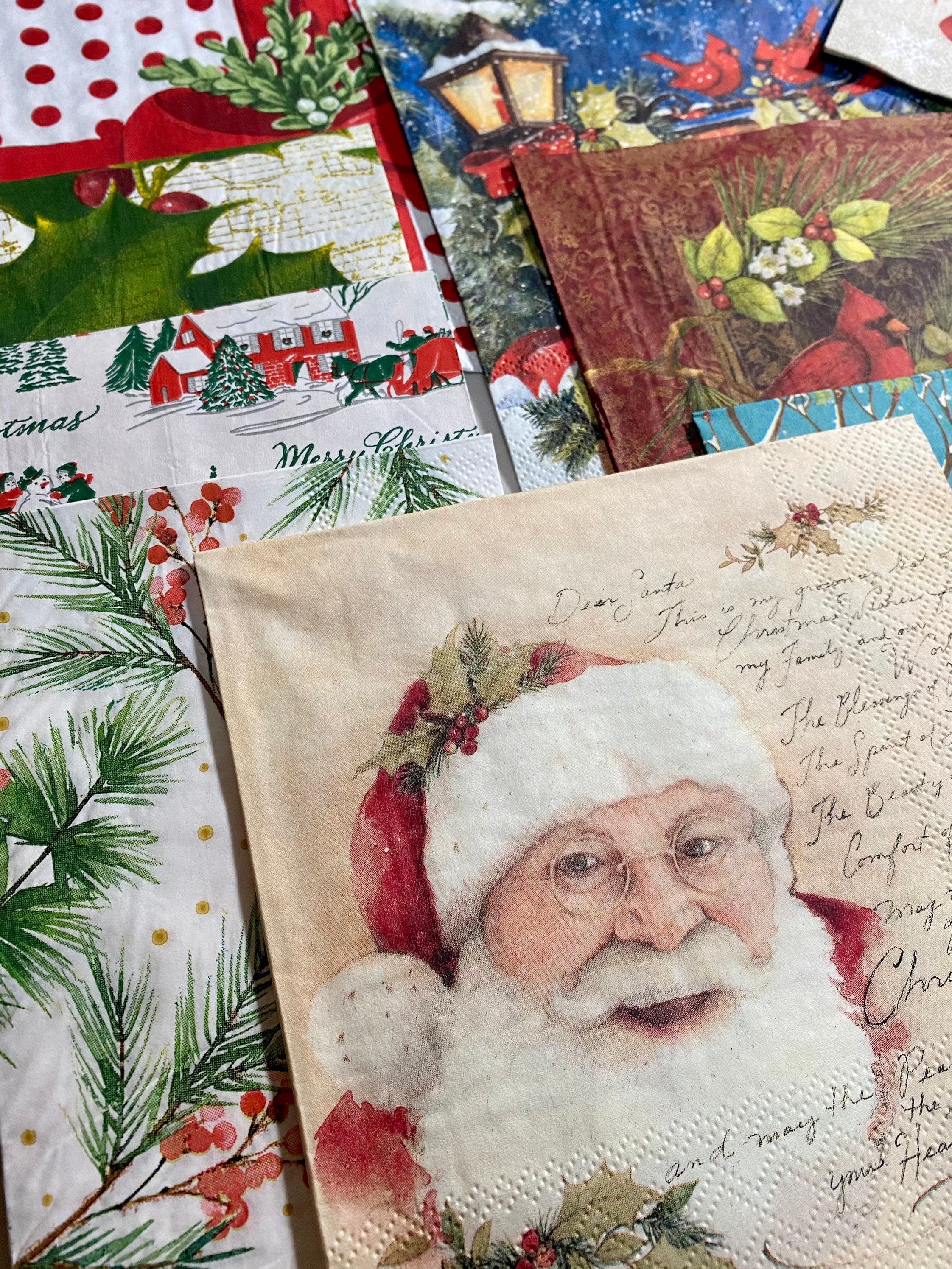 Christmas Decoupage Napkins 12 Paper Napkins Junk Journal Etsy